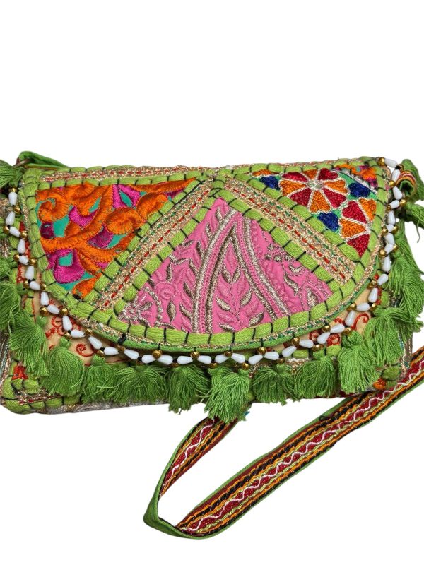 bandolera india - verde claro